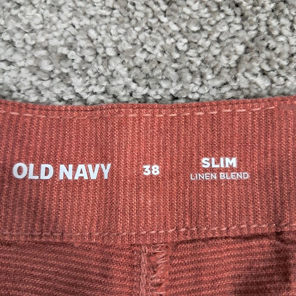 Old Navy Mens‎ Slim Linen Blend Shorts 38 Orange Terracotta 8 Inch Inseam NWT